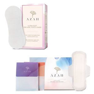Azah Combo Pack of Ultra Soft Organic Sanitary Pads (40R) and Ultra-Soft  Organic Panty Liners (40): Buy combo pack of 2.0 boxes at best price in  India