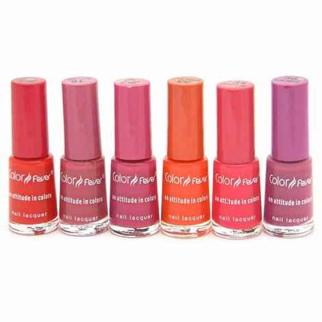 Buy Color Fever Color Cap Nail Polish Combo Offer (Red Pink Marmalade) (5 ml x 6 pcs combo) - Purplle