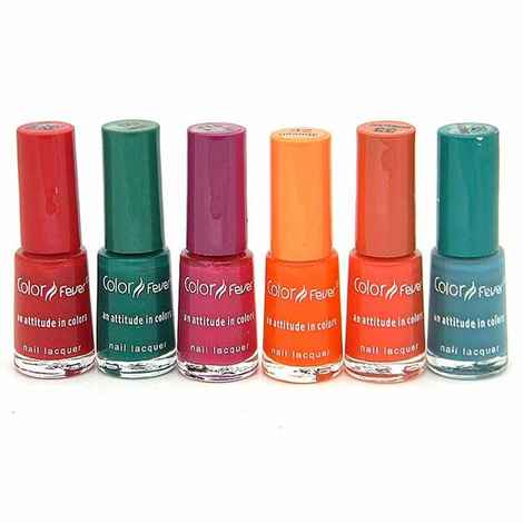 Buy Color Fever Color Cap Nail Polish Combo Offer (Red Orange Green) (5 ml x 6 pcs combo) - Purplle