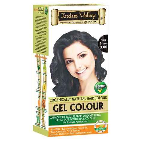 Buy Indus Valley Organically Natural Gel Hair Colour Dark Brown 3.00 (276 g) - Purplle