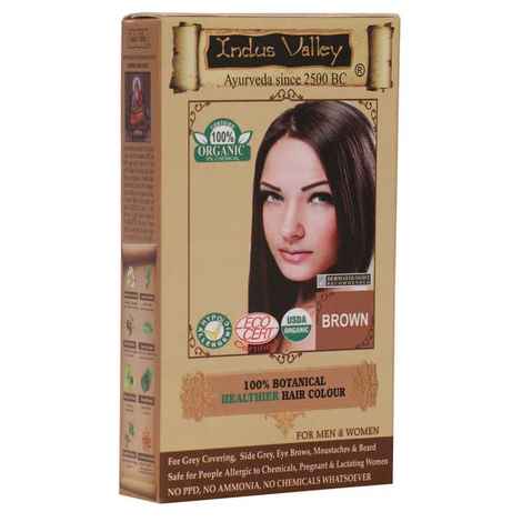 Buy Indus Valley 100% Botanical Organic Healthier Hair Colour Brown One Touch/Trial Pack (72 g) - Purplle