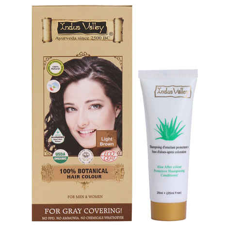 Buy Indus Valley 100% Botanical Hair Colour Light Brown (182 g) & Get Colour Protection Shampoo (50 ml)Free - Purplle