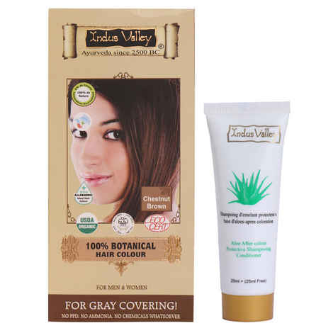 Buy Indus Valley 100% Botanical Hair Colour Chestnut Brown (182 g) & Get Colour Protection Shampoo (50 ml)Free - Purplle