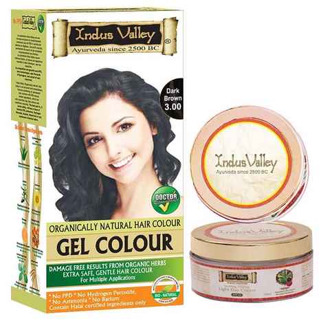 Buy Indus Valley Oraganically Natural Gel Hair Colour Dark Brown 3.00 (276 g) And Get Light Day Cream (50 ml)Free - Purplle