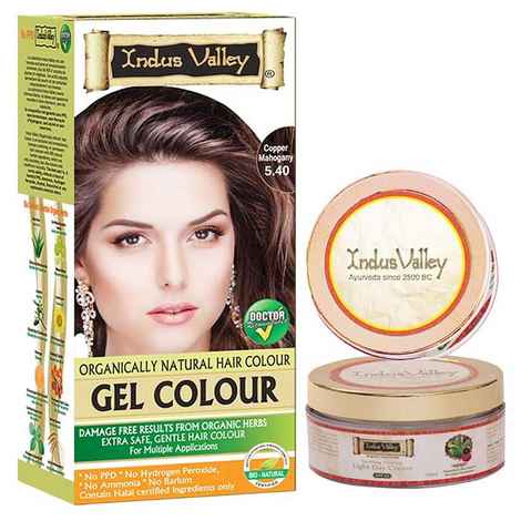 Buy Indus Valley Oragnically Natural Gel Hair Colour Copper Mahogany 5.4 (276 g)And Get Light Day Cream (50 ml)Free - Purplle
