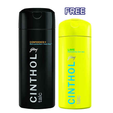 Buy Cinthol Confidence Talc (300 g) + Cinthol Lime Talc (100 g) FREE - Purplle