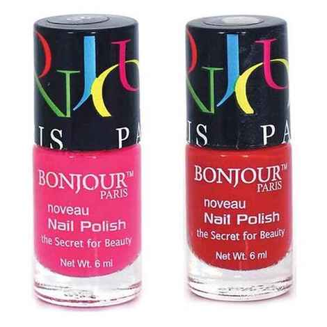 Buy Bonjour Paris Premium Nail Polish - Matt Pink / Cherry Red (6 ml x 2 pcs) - Purplle