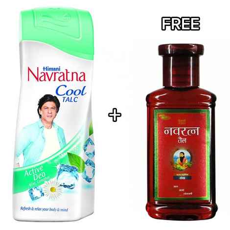 Buy Navratna Cool Talc Active Deo (400 g) + Navratna Oil (50 ml) - Purplle