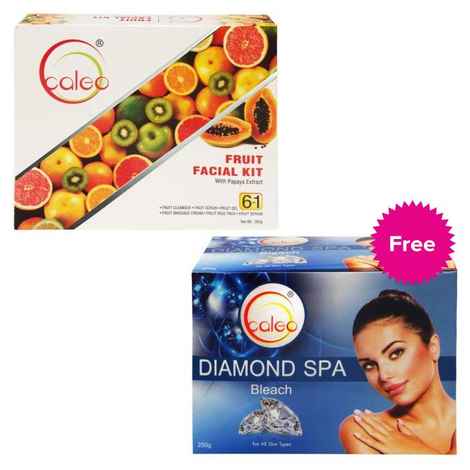 Buy Caleo Fruit Facial Kit (250 g) + Free Caleo Diamond Bleach (250 g) - Purplle