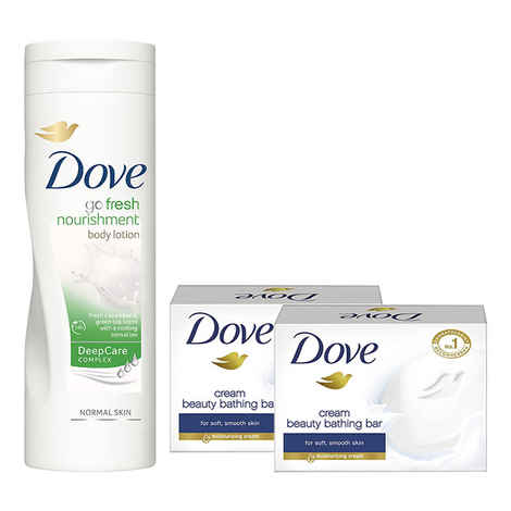 Buy Dove Go Fresh Body Lotion (400 ml) & Get 2 Dove Bar Free (50 g) - Purplle