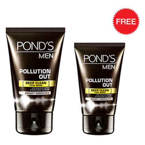 Buy Ponds Men Pollution Out Face Wash (100 g) & Get 1 U Ponds Men Pollution Out Face Wash (50 g) Free - Purplle