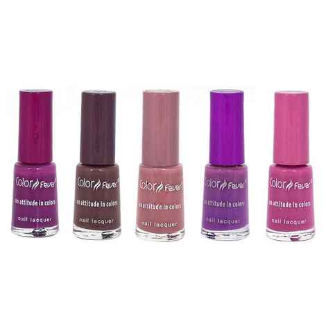 Buy Color Fever Nail Polish Value Pack Mini Pops Purple / Beige Desire (5 ml x 5 pcs combo) - Purplle