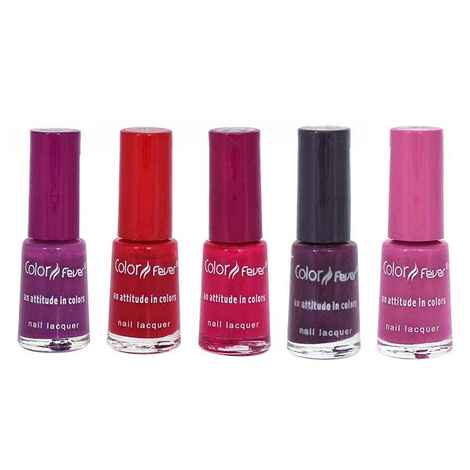 Buy Color Fever Nail Polish Value Pack Mini Pops Pinkish / Red Combo (5 ml x 5 pcs combo) - Purplle