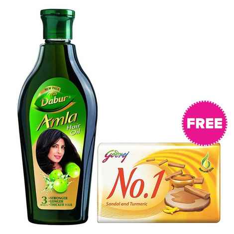 Buy Dabur Amla Hair Oil (450 ml) + Godrej No 1 Soap (100 g) FREE - Purplle