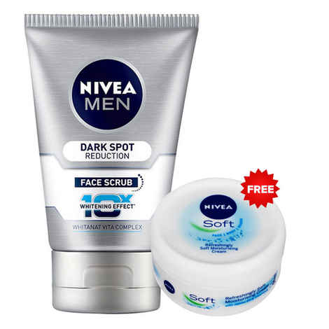 Buy Nivea Men Dark Spot Reduction Face Wash Scrub (100 ml) + Nivea Soft Creme FREE - Purplle