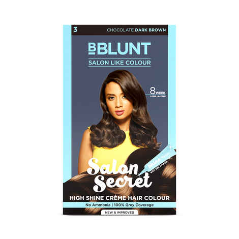 BBLUNT Salon Secret High Shine Creme Hair ColourA ChocolateA Dark Brown 3A (100 gm) With Shine Tonic (8 ml)