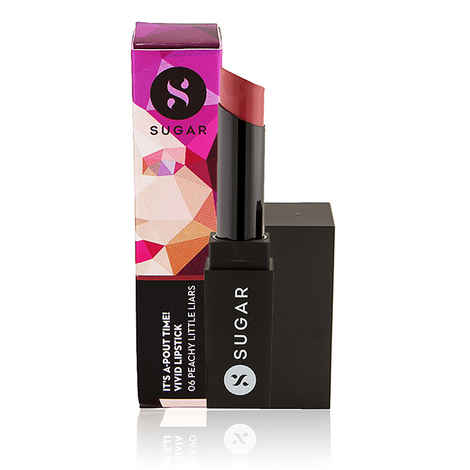 Buy SUGAR Cosmetics It's A-Pout Time! Vivid Lipstick - 06 Peachy Little Liars (Nude Pink) - Purplle