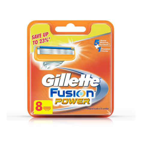 Buy Gillette Fusion Power shaving Razor Blades (Cartridge) 8s pack - Purplle