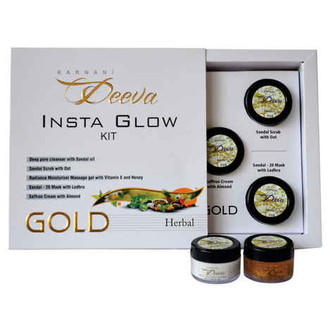 Buy Karnani Deeva Insta Glow Facial Kit (Herbal) Gold (75 g) - Purplle