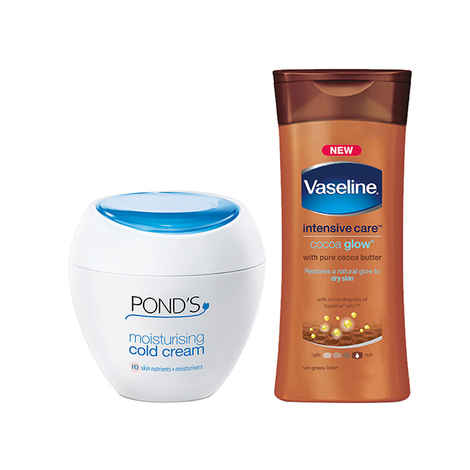 Buy Buy Pond's Moisturising Cold Cream (200 ml) and Get Vaseline Intensive Care Cocoa Glow Body Lotion (40 ml) Free - Purplle