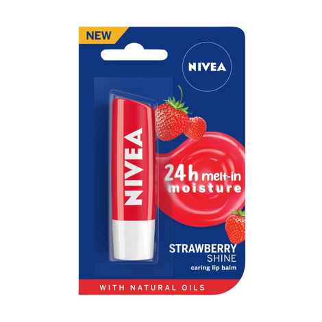 Buy NIVEA Lip Balm Fruity Strawberry Shine 4.8g - Purplle
