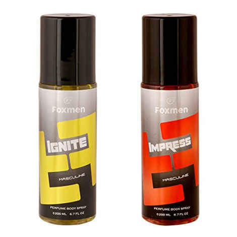 Buy Foxmen Perfume Body Spray Ignite + Impress (200 ml + 200 ml) - Purplle