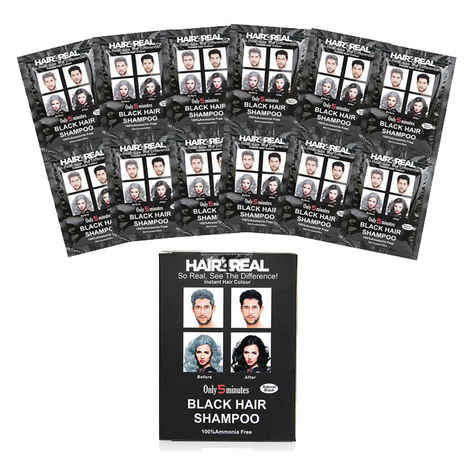 Buy Hair4Real Natural Black Hair Dye Shampoo Pack of 12 Sachet - Purplle