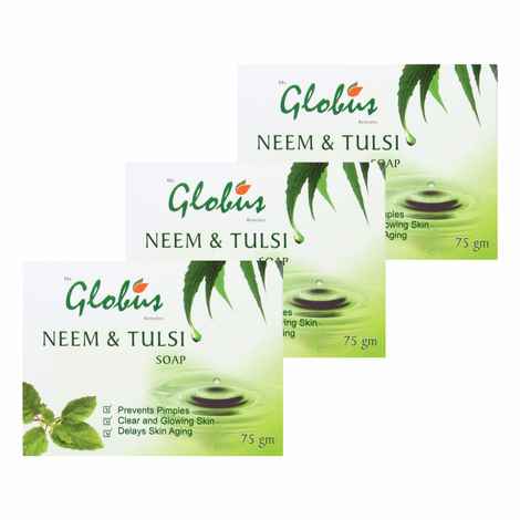 Buy Globus Naturals Neem Tulsi Soap Enriched With Aloevera Kesar Sandalwood 75 gm (Pack Of 3) - Purplle