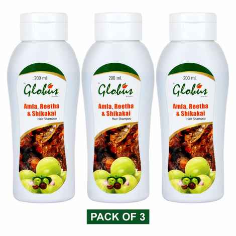 Buy Globus Herbal Amla, Reetha & Shikakai Shampoo 200 ml (Pack Of 3) - Purplle