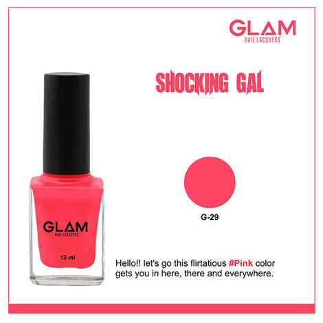 Buy GLAM Nail Lacquers Shocking Gal (G -29) (13 ml) - Purplle
