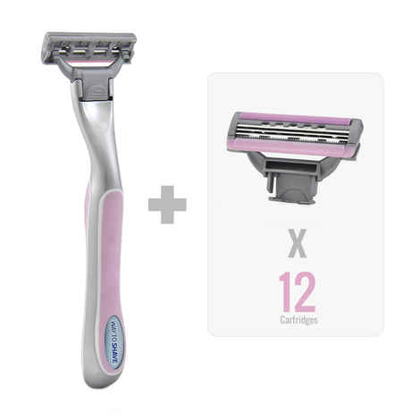 Buy Waytoshave One For The Ladies 3 Blade Shaving Razor (Pack Of 1 Razor Handle + 12 Cartridges) - Purplle