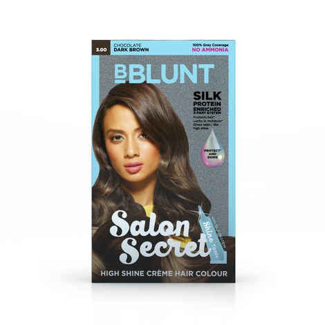 Buy BBLUNT Salon Secret High Shine Creme Hair Colour - Chocolate Dark Brown 3. No Ammonia (100 g) - Purplle