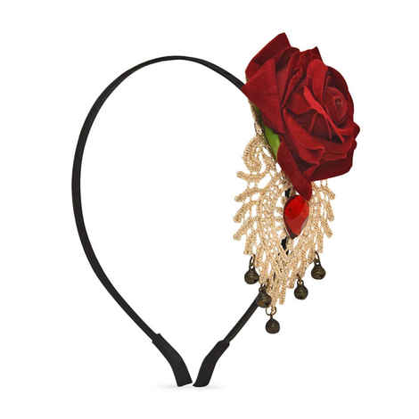 Buy Golden Peacock Red Rose Shaped Hair Band - Purplle