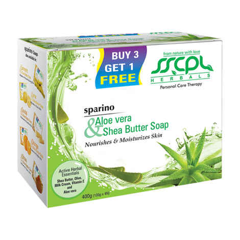 Buy SSCPL Herbals Sparino Aloevera Shea Butter Soap (400 g) - Purplle