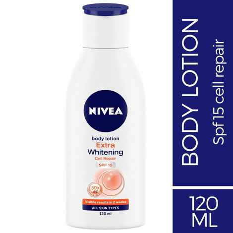 Buy Nivea Body Lotion, Extra Whitening Cell Repair SPF 15, For All Skin Types (120 ml) - Purplle