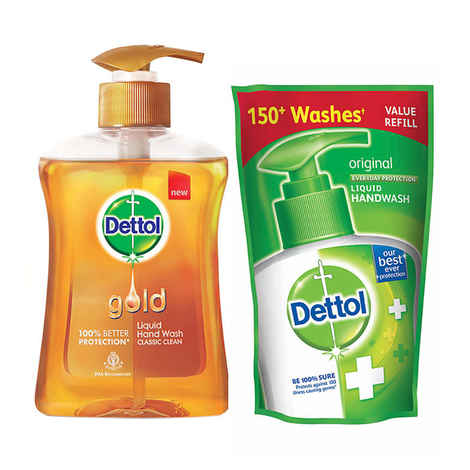 Buy Dettol Liquid Classic Clean Hand Wash (200 ml) + Dettol Original Liquid Hand wash Refill (185 ml) - Purplle