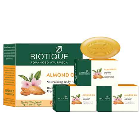 Buy Biotique Almond Oil Nourishing Body Soap - Pack Of 3 (Each 75 g) - Purplle