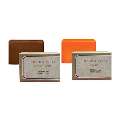 Buy Herb & Veda Chocolate And Peach Bathing Bar - Purplle