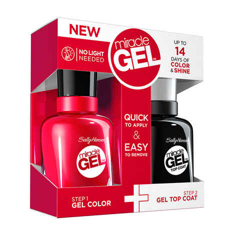 Buy Sally Hansen Miracle Gel Dual Pack - 2Xvolume Top Coat+Red Eye (2 X 14.7 ml) - Purplle