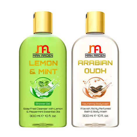 Buy Man Arden Lemon & Mint + Arabian Oudh Luxury Shower Gel with Essential Oils (300 ml) - Purplle
