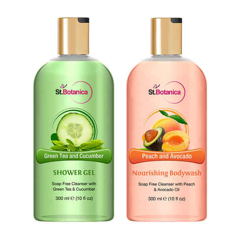 Buy St.Botanica Green Tea And Cucumber Shower Gel + Peach and Avocado Nourishing Luxury Body Wash (300 ml) - Purplle