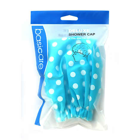 Buy Basicare Blue Shower Cap With White Dots - Purplle