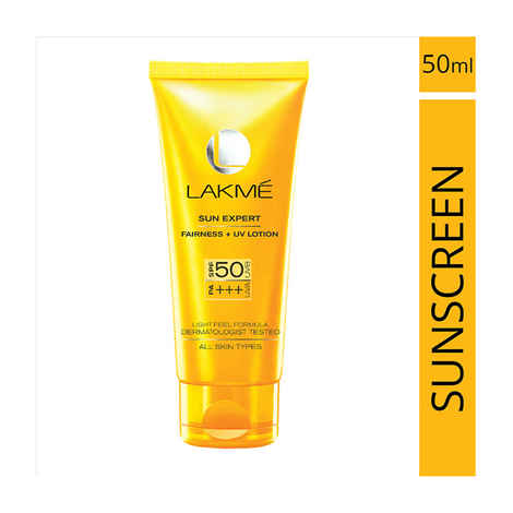 Buy Lakme Sun Expert Super Matte Lotion Sunscreen SPF 50 PA+++ with Niacinamide & Vit C | Broad spectrum UVA/B protection | Blue light protection | No White Cast | for all dry, normal skin| 50ml - Purplle
