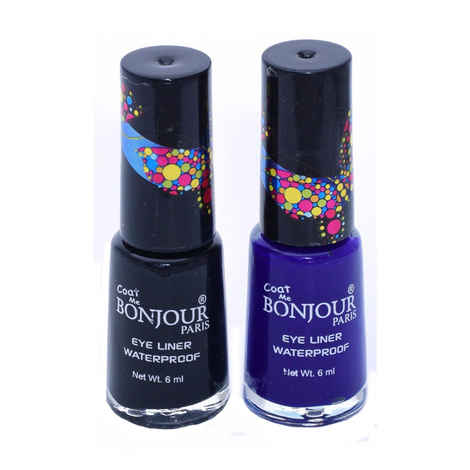 Buy Bonjour Paris Moon Delight Eye Liner Black & Blue Versatile Combination (5 ml X 2 pcs) - Purplle