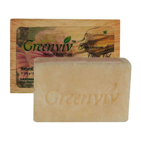 Buy Greenviv Natural Olive Oil-Geranium Soap (100 g) - Purplle