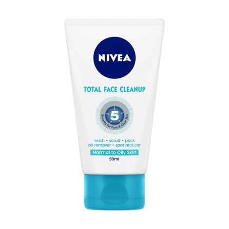 Buy NIVEA Face Wash Total Face Clean Up 50ml - Purplle