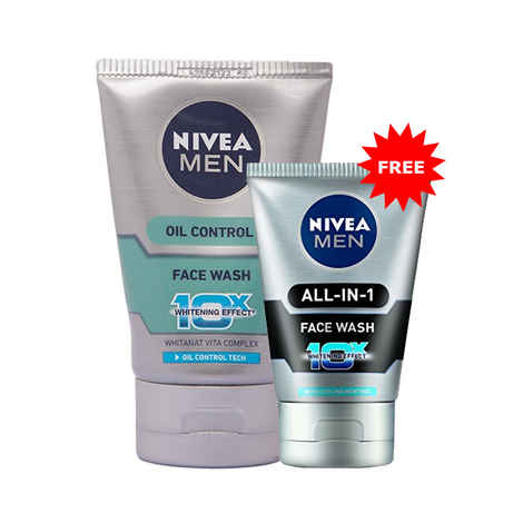 Buy Nivea Men Oil Control Face Wash (100 g) + Nivea All In 1 Face Wash (50 g) - Purplle