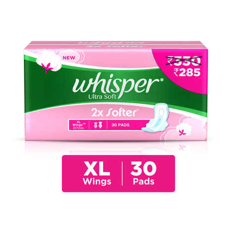 Buy Whisper Ultra Soft XL  Sanitary Pads 30 count ( 317mm) - Purplle