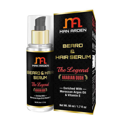 Buy Man Arden Beard & Hair Serum The Legend (Arabian Oudh) With Moroccan Argan Oil & Vitamin E (50 ml) - Purplle