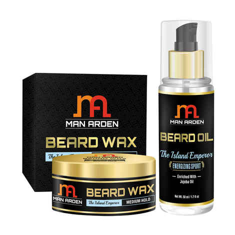 Buy Man Arden Beard & Mustache Wax + Beard & Mustache Oil (The Island Emperor Kit) - Purplle
